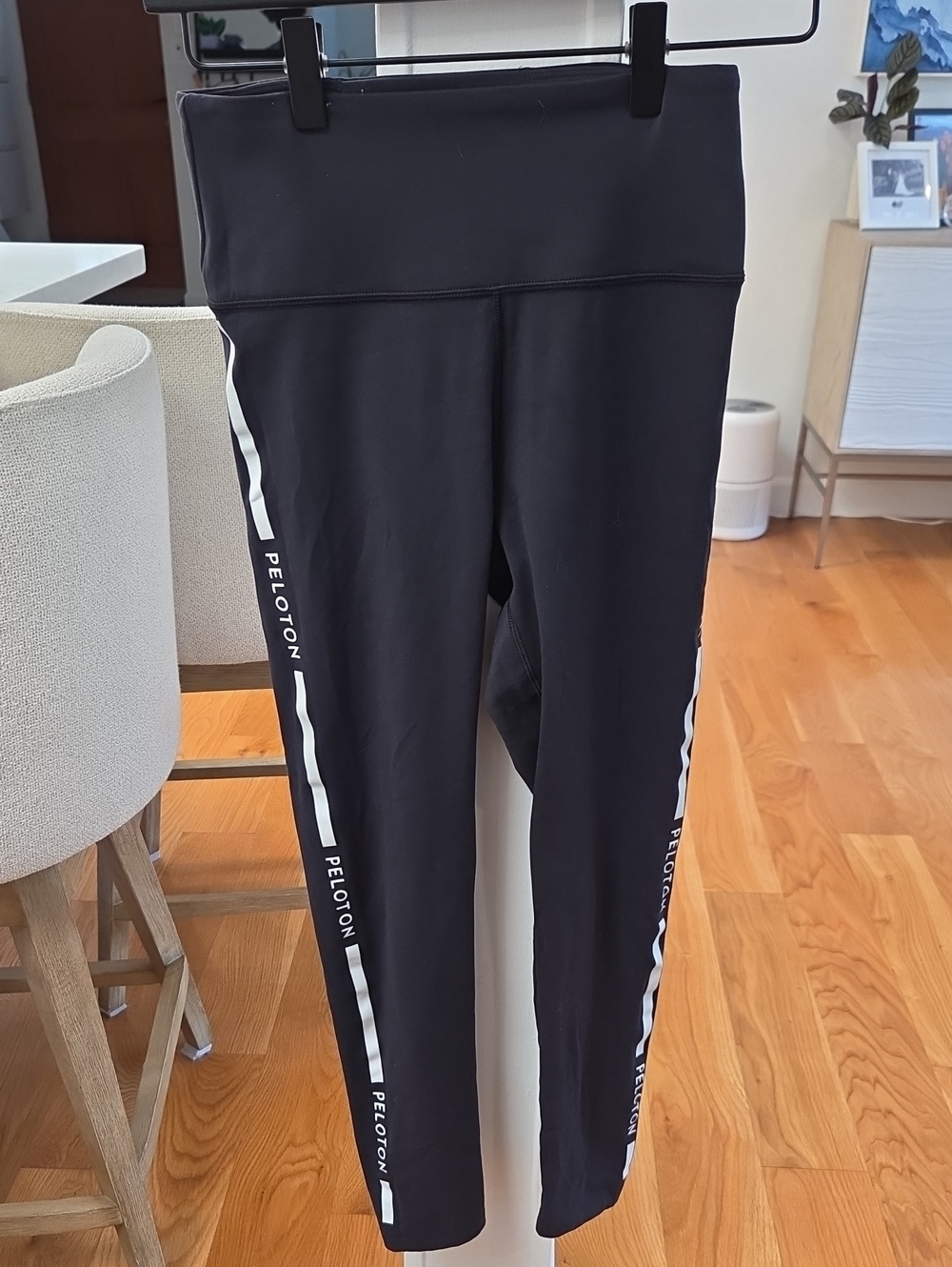 Peloton Women's Black Active Workout Leggings with White Logo (S)